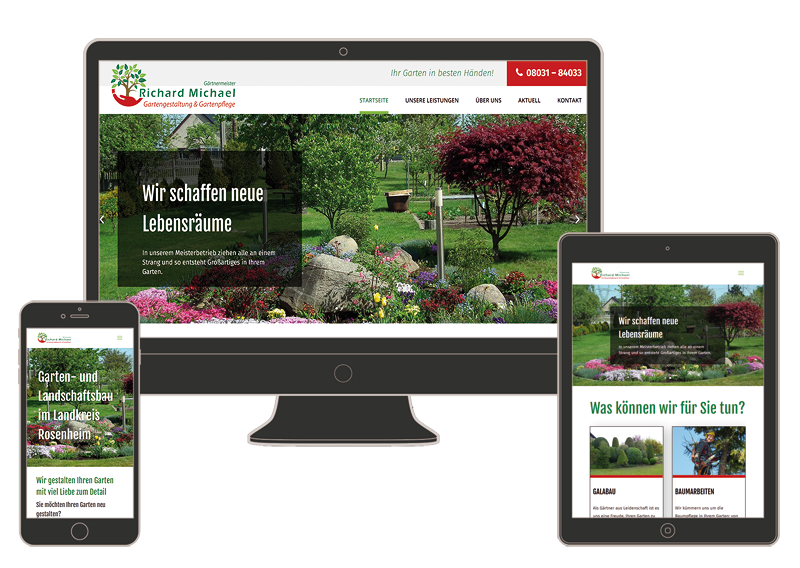 Die neue responsive Internetseite von Gärtnermeister Richard Michael in Rosenheim